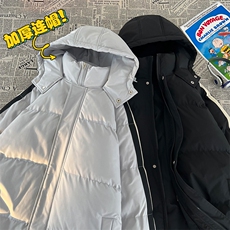 秋冬立领棉衣潮流连帽竖条样式宽松港风情侣棉袄外套MY9303-P95，男装棉衣，电商A128