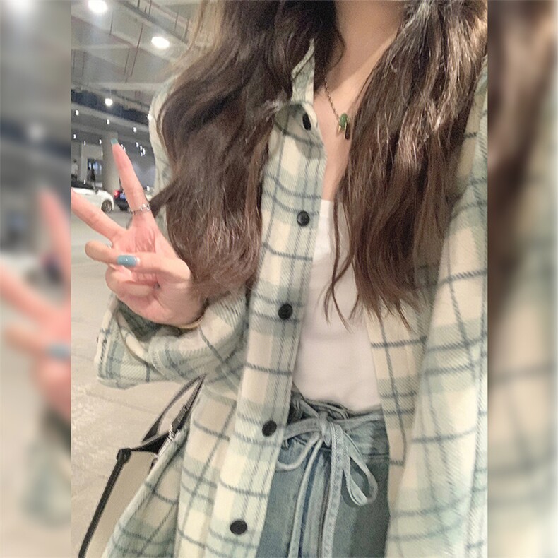 TC688-P452026新款高级感长袖上衣夏款衬衣女春夏格子衬衫,女装衬衫,星座617A-2