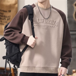 W368-P50 美式立体印花卫衣男2025新款春秋款重磅男装大码图片
