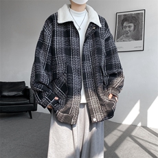 M-8XL格子羊羔毛棉服冬季大码小香风加绒外套加厚棉衣MF7001/P138，男装棉衣，电商B238
