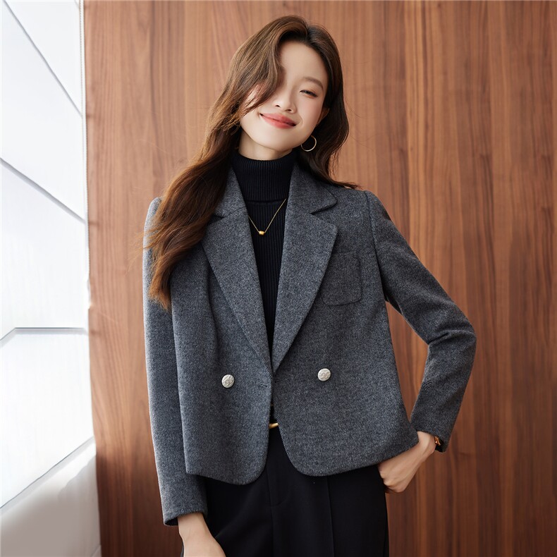 2025秋装新款气质小个子羊毛西装小外套上衣女,女装短外套,苗苗