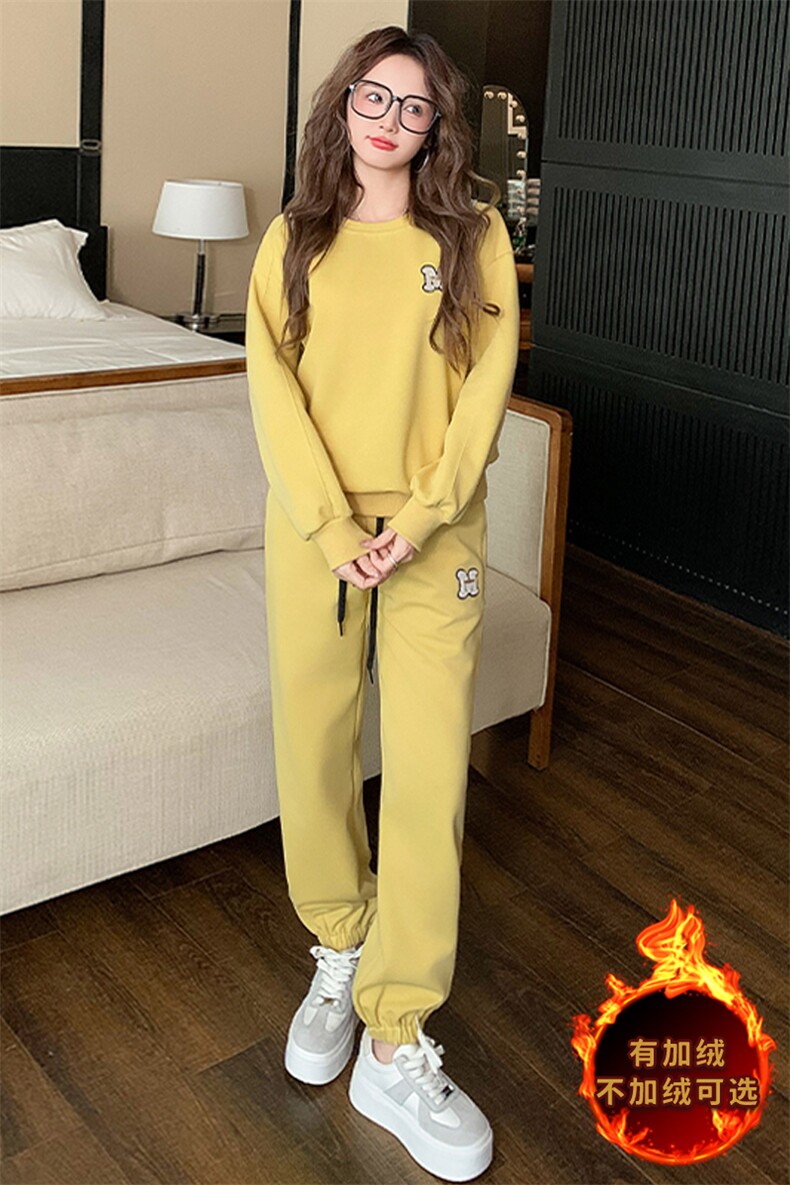女春秋新款韩版时尚宽松显瘦圆领卫衣卫裤两件套,女装套装/套裙,江南