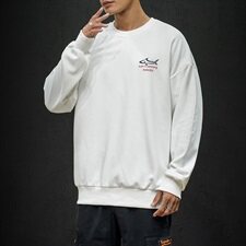 20秋季日系大码韩版宽松鲨鱼印花圆领套头卫衣上衣WY910-P50，男装卫衣，电商A009A（原A058A）