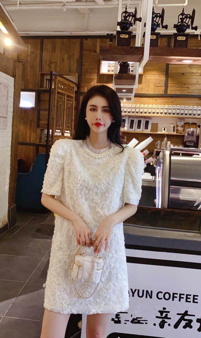 重工珍珠花艺连衣裙，女装连衣裙，柏多伊俪