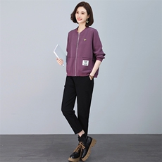 2025春秋中年妈妈外套女卫衣套装女装运动服开衫上衣，女装套装/套裙，忆绮罗