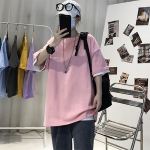 XZ115A-T06 200克纯棉男女字母印花大码S-5XL 10色T恤衫圆领半袖图片