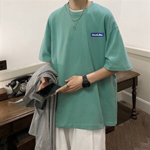 重磅！短袖T恤男士纯棉半袖男港风印花体恤衫男T323-P20图片