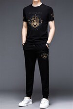YS-X333夏季男式短袖长裤短裤三件套运动休闲套头修身T恤套装P132，男装休闲套装，电商B360