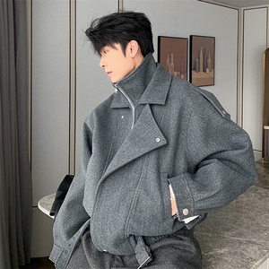 男新款小众复古短款机车夹克简约宽松外套潮JK96037-P73图片