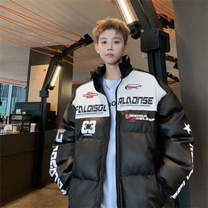 新款美式PU皮棉衣冬季加厚棉服潮牌机车外套ins男M6615-P128控168图片