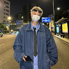 秋冬渐变水洗垫肩拉链美式复古夹克外套男牛仔衣JK2192，男装工装外套，星座1116A-1（原606A）