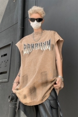水洗做旧无袖T恤美式夏季坎肩男装背心/马甲XZ514-2-202436-P58，男装背心/马甲，星座514-2(原B239)