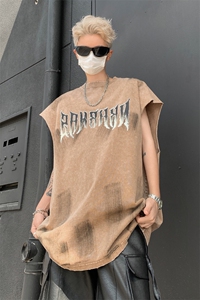 水洗做旧无袖T恤 美式夏季坎肩 男装背心/马甲XZ514-2-202436-P58图片