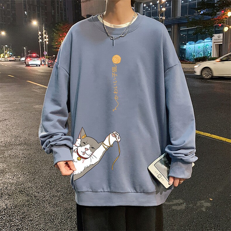 S6013-P28加绒款-P33秋季圆领卫衣男大码韩版宽松长袖外套,男装卫衣,电商A040