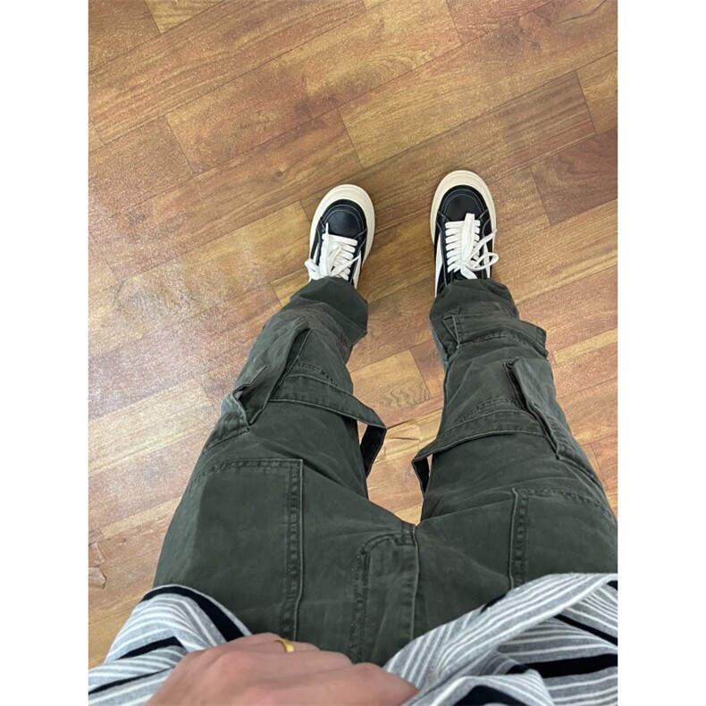 【有货】军绿色绑带工装裤男潮牌美式高街vibe裤子直筒D713LL-P60,男装工装外套,星座1007（原301D）