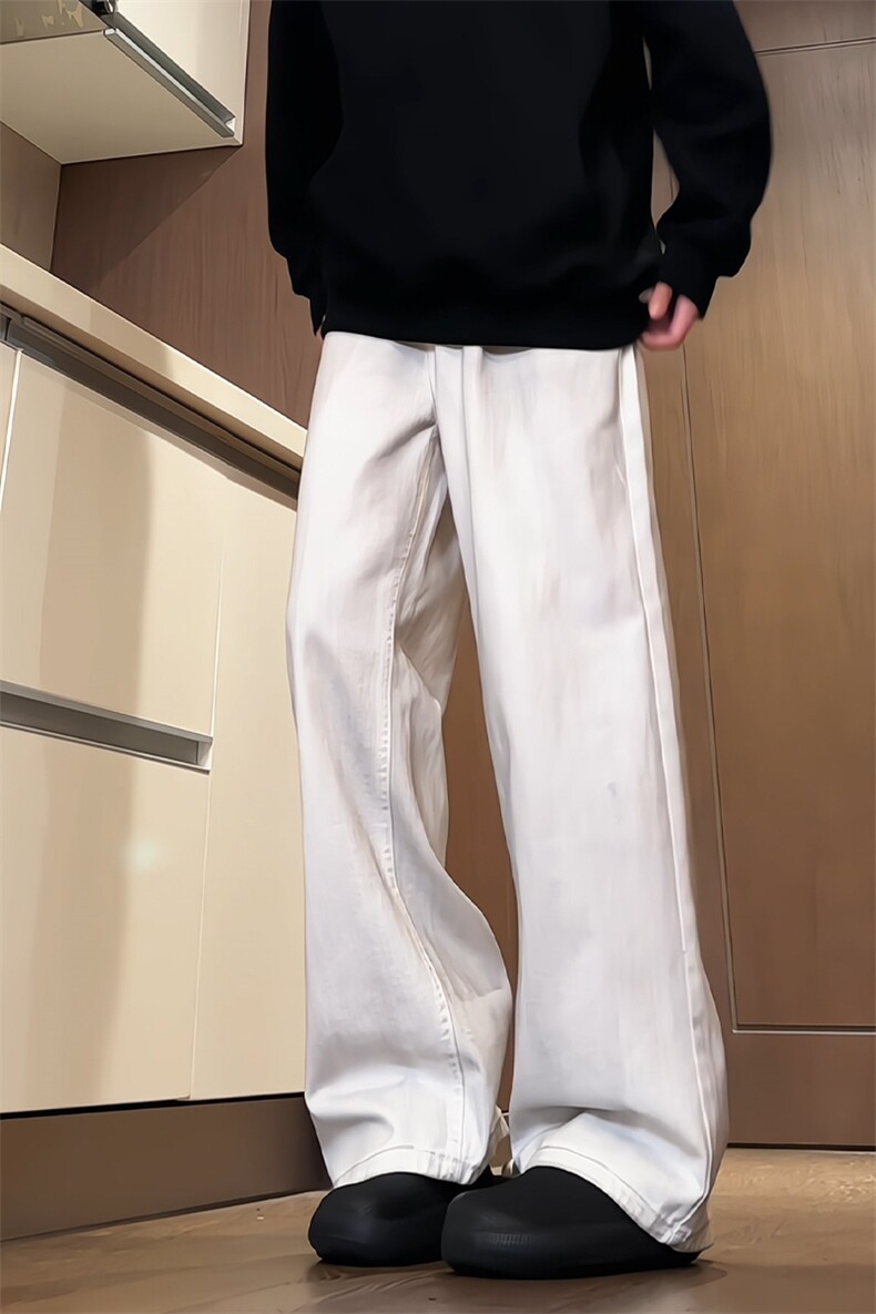 高品质纯棉白色牛仔脏脏裤可供抖音得物610A-1-D617-P60,男装休闲裤,星座610A-1