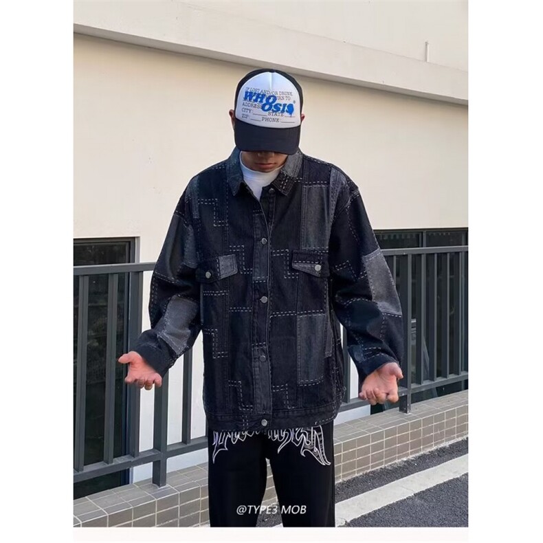 1506/QY80300/P44复得先生格子新款宽松休闲外套男韩版潮流衣服图片