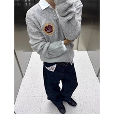 拼接牛仔裤男秋季新款大码胖mm高腰宽松显瘦阔腿长裤NZB3178，男装牛仔裤，星座516A
