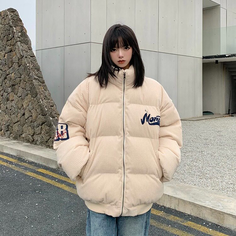 2024新款美式复古灯芯绒加厚外套男款冬季立领棉服情侣保暖棉,男装棉衣,星座506A