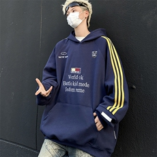 2024新款秋季美式复古徽章织带连帽卫衣青年运动服现货W8356-P48，男装卫衣，星座512-4