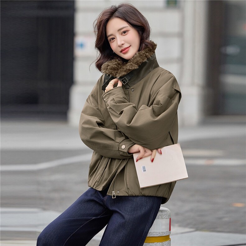2026年冬季宽松街头长袖加绒内胆袖子加棉冬季外套女,女装棉衣/棉服,微微衣阁