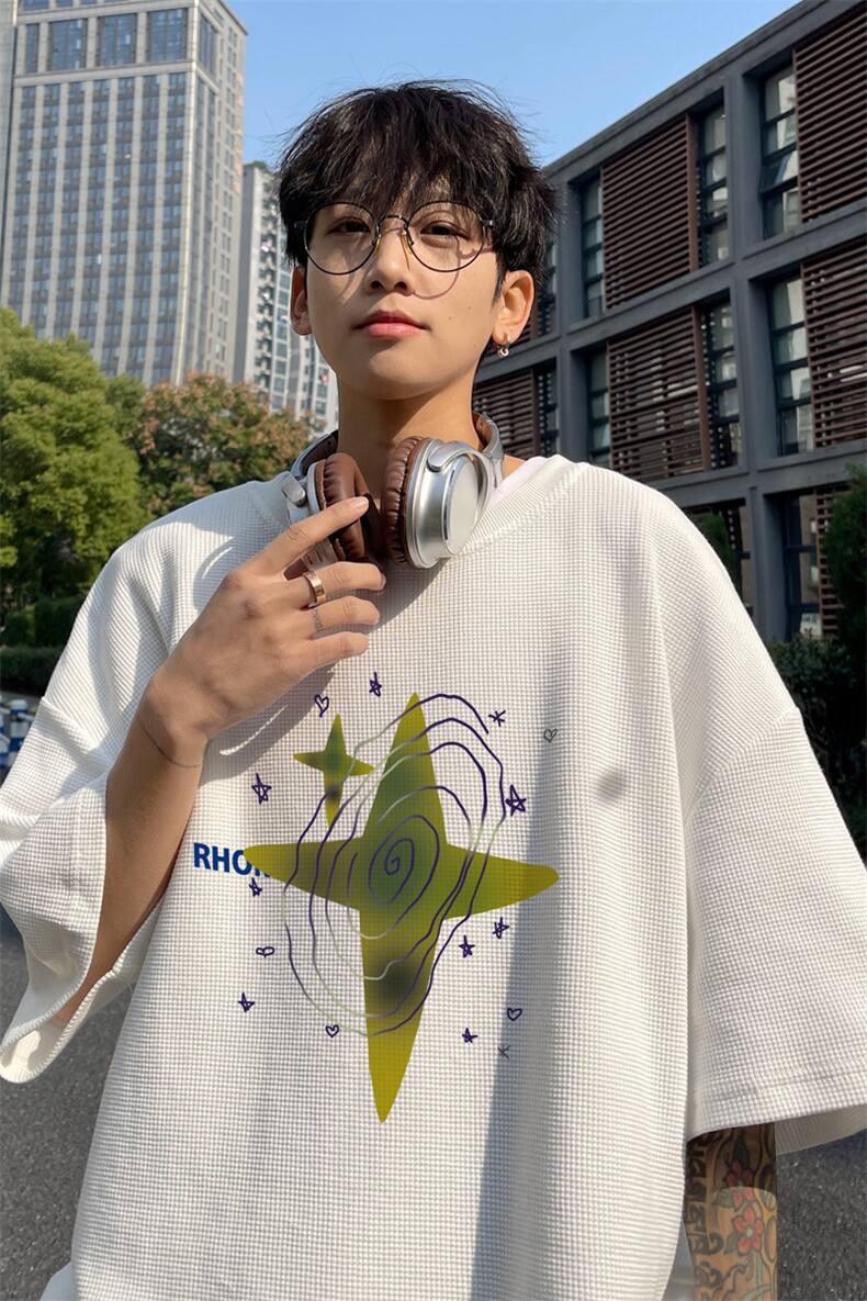 ！2025夏季新款男士华夫格短袖T恤情侣半袖TXH2405特P19,男装T恤,电商B220
