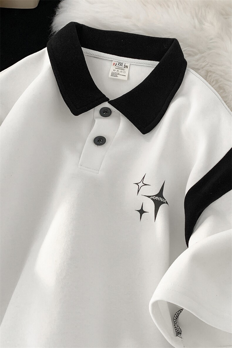 重磅抖音高品质港风polo衫翻领短袖男T恤X416b-1-DT500-P45限58,男装T恤,星座416B-1