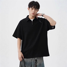 1506-1/TG16051/P31时尚男装半拉链短袖上衣字母刺绣休闲T恤百搭，男装T恤，星座1506-1