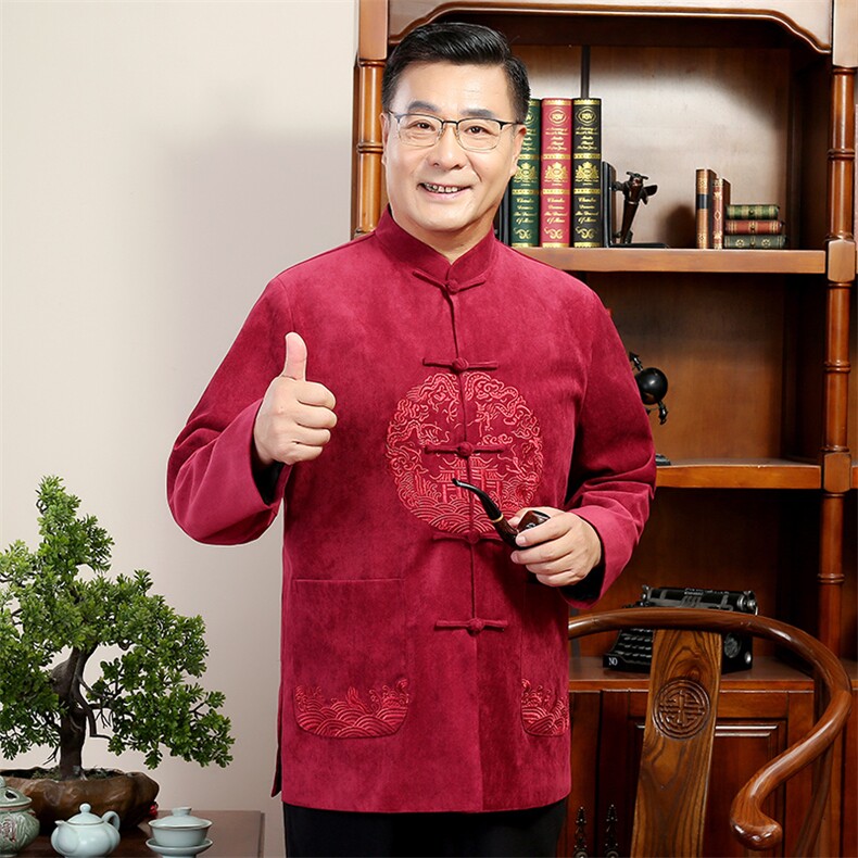 汉服老年人唐装爸爸秋冬爷爷外套夹克2024风男装YDC6007-P130,男装夹克,星座1105-3