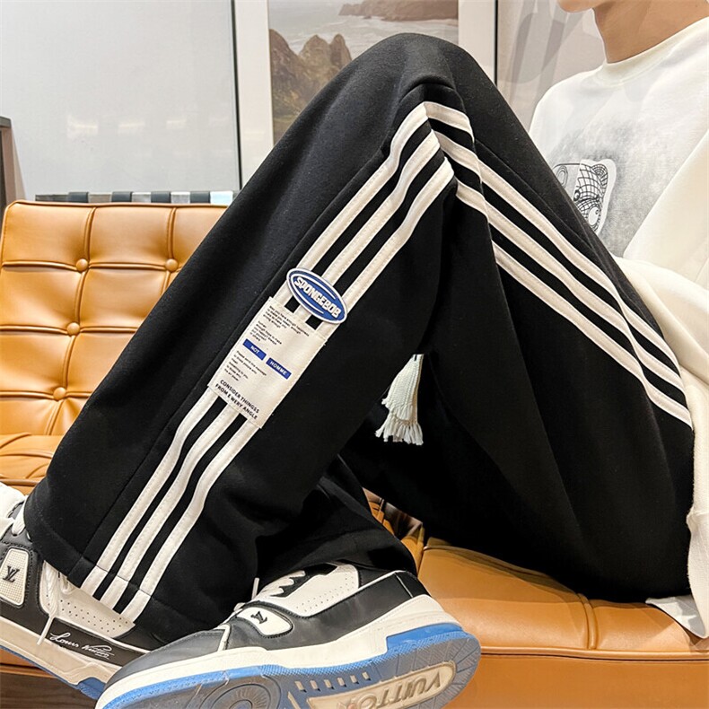 2025春季青少年纯棉休闲潮牌条纹运动裤子XZ301b-2-CK627特P35图片