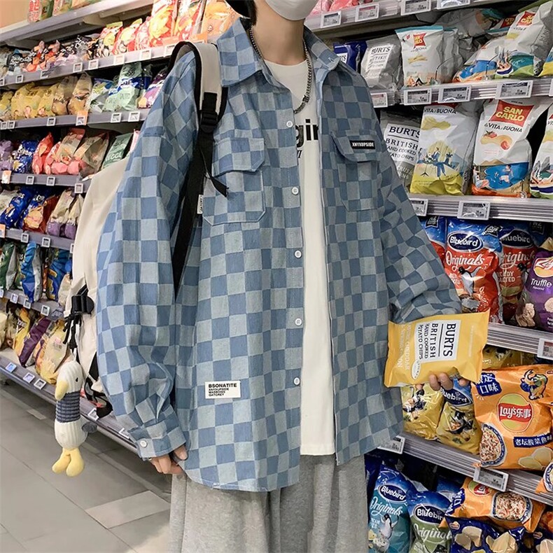 长袖衬衫男港风潮流牛仔衬衫C0803P48,男装衬衫,星座1116-2