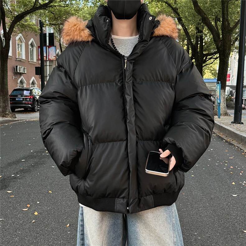 MY5088/P130冬季大毛领PU皮棉衣男可拆卸帽可立领可连帽棉服棉袄图片