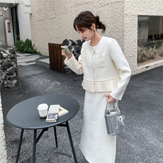 -2026年春季法式优雅压褶拼接两件套套裙女温柔风气质穿搭，女装套装/套裙，1D102-1