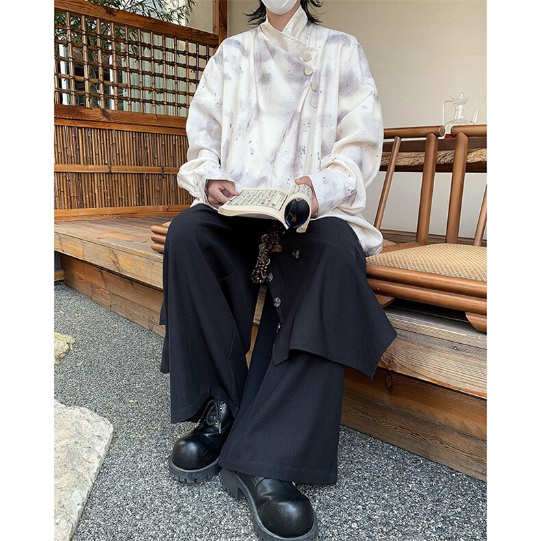 24新中式男士清新晕染设计感古风衬衫CS54-P78,男装衬衫,电商B288