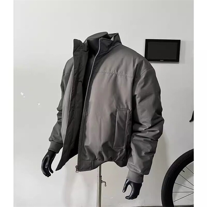 美式立领飞行夹克棉服男款冬季夹棉短款棉衣痞帅廓形加厚工装外套,男装夹克,电商D315
