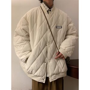 外套秋冬季菱形格绣标保暖棉衣男女ins港风情侣休闲百搭棉服潮图片