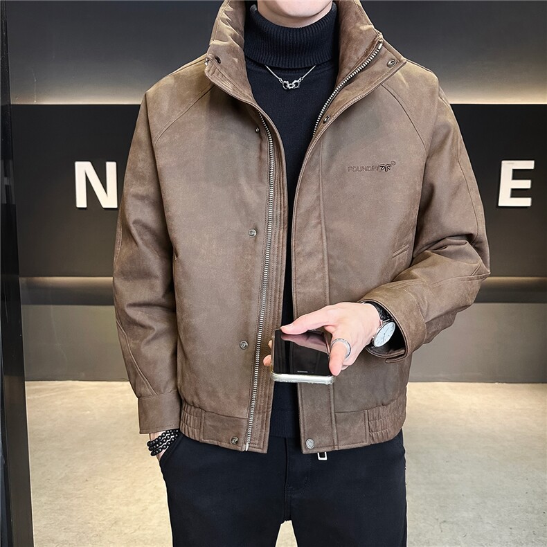 标50绒皮羽绒服男冬季2025新款刺绣A313-3319-P225控劵后298,男装羽绒服,电商A313