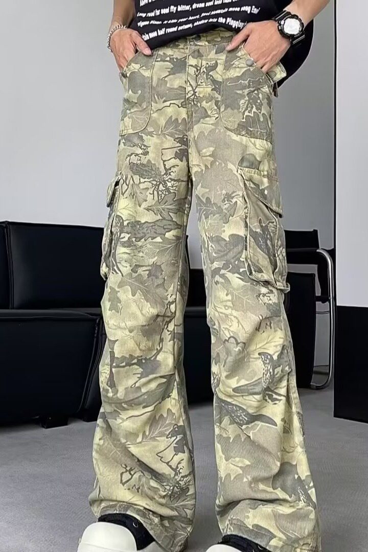 树枝迷彩工装裤男2024春夏季新款薄款美式复古痞帅宽松直筒休,男装工装外套,星座218-1（原230）