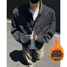JK9922JM-P85冬季老钱风短款宽松加厚夹克外套男潮扎染垫肩皮衣，男装夹克，电商A058-1（原电商C417）