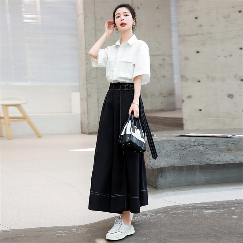 《48H发》简约优雅工装阔腿裤两件套套裙,女装套装/套裙,辰辰家