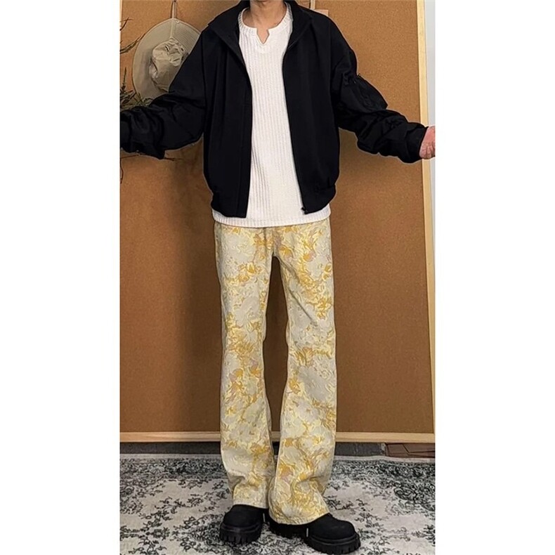 印花休闲裤男女秋冬季长裤显瘦直筒裤子美式休闲裤NZS4108,男装休闲裤,星座516A