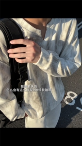 XZ809A/SYR27/P30/控48 扎染麂皮绒V领长袖T恤卫衣图片