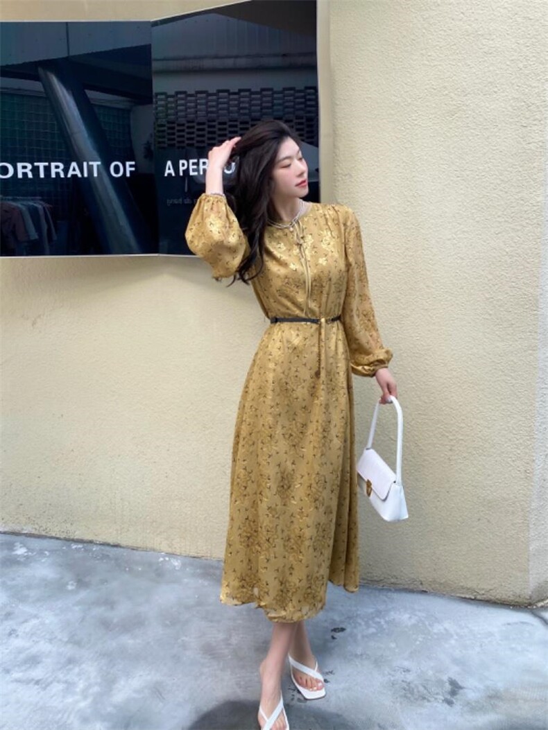 YCJ雪纺植绒花连衣裙，女装连衣裙，YCJ