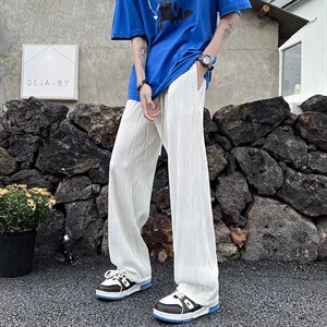 裤子男韩版潮流夏季阔腿裤高街休闲长裤宽松直筒运动裤MK232-p35图片