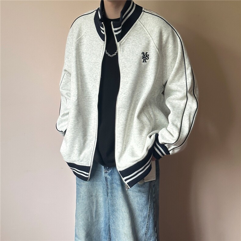 2026春现货立领卫衣外套男士宽松休闲绣花上衣A351-AW2529-P95,女装短外套,电商A351