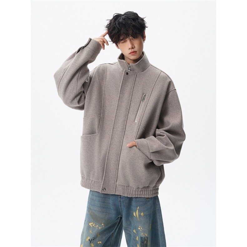 现货秋冬短款立领毛呢夹克男外套韩版加厚呢子上衣812-F675-P118，男装毛呢大衣，星座812