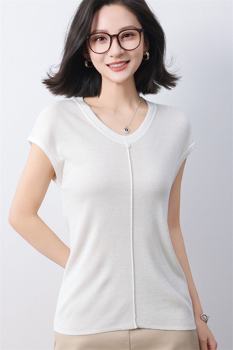 25夏季韩版低领软糯针织T恤女小飞袖上衣无袖打底衫轻薄透气背心,女装T恤,冀清阳荣