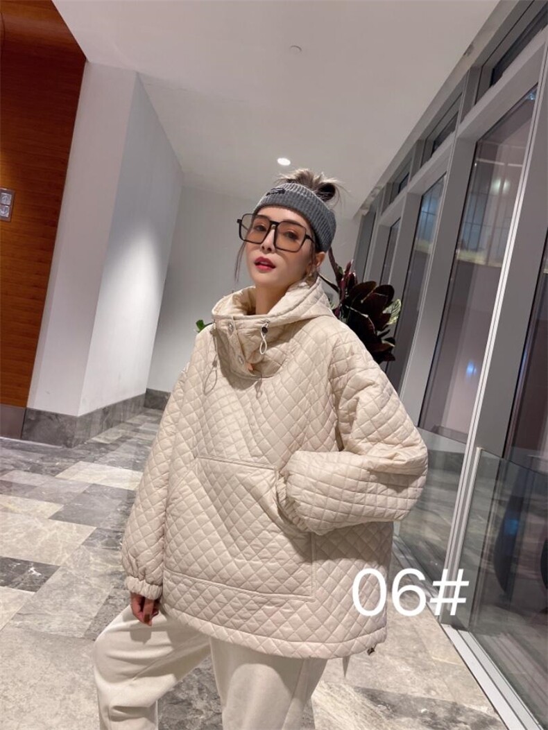2021冬季羽绒套头带帽格子上衣，其它，柏旺阁