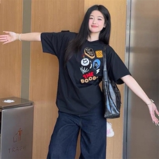 万针全刺绣工艺得物抖音高品质260克纯棉双纱美式高街短袖T恤P33，男装T恤，电商A486