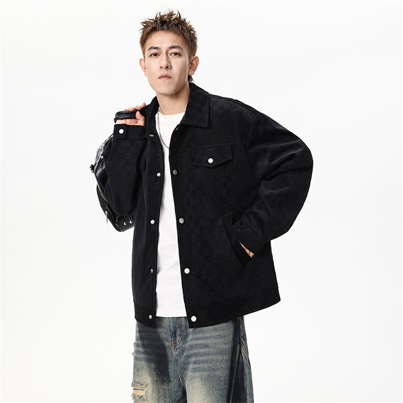 棋盘格夹克男士秋季2025新款潮牌痞帅高街宽松休闲外套Q5562-P65,男装夹克,星座610（原A335）